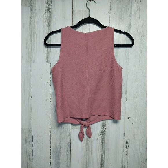 Texture & Thread S Mauve Blouse Top Madewell Sleeveless Ribbed V Neck Tie Front - Picture 5 of 6